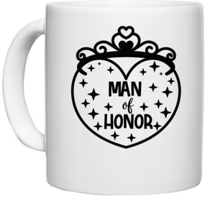 UDNAG White Ceramic Coffee / Tea 'Honour | Man of the1' Perfect for Gifting [330ml] Ceramic Coffee Mug(330 ml)