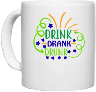 UDNAG White Ceramic Coffee / Tea 'Teacher | drink drank drunk' Perfect for Gifting [330ml] Ceramic Coffee Mug(330 ml)