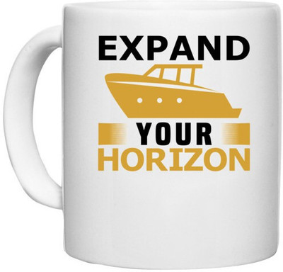 UDNAG White Ceramic Coffee / Tea 'Expand your' Perfect for Gifting [330ml] Ceramic Coffee Mug(330 ml)