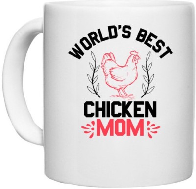 UDNAG White Ceramic Coffee / Tea 'Chicken | world's best chicken mom' Perfect for Gifting [330ml] Ceramic Coffee Mug(330 ml)