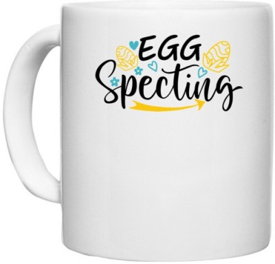 UDNAG White Ceramic Coffee / Tea 'Easter | Egg Specting 2' Perfect for Gifting [330ml] Ceramic Coffee Mug(330 ml)