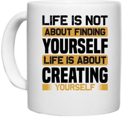 UDNAG White Ceramic Coffee / Tea 'Life | Life is not' Perfect for Gifting [330ml] Ceramic Coffee Mug(330 ml)