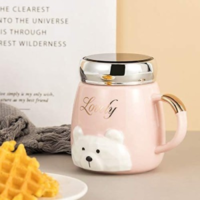 Craftona Teddy Bear Printed Ceramic Coffee Mug(450 ml)