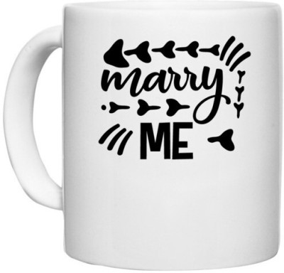 UDNAG White Ceramic Coffee / Tea 'Marry me' Perfect for Gifting [330ml] Ceramic Coffee Mug(330 ml)