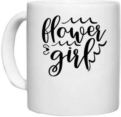 UDNAG White Ceramic Coffee / Tea 'Calligraphy | Flower girl' Perfect for Gifting [330ml] Ceramic Coffee Mug(330 ml)