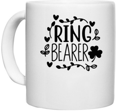 UDNAG White Ceramic Coffee / Tea 'Ring bearer' Perfect for Gifting [330ml] Ceramic Coffee Mug(330 ml)