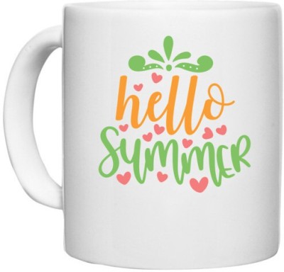 UDNAG White Ceramic Coffee / Tea 'Summer | hello summer' Perfect for Gifting [330ml] Ceramic Coffee Mug(330 ml)