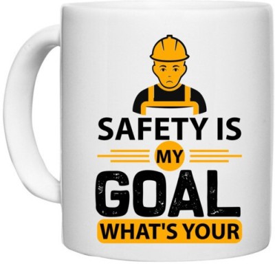 UDNAG White Ceramic Coffee / Tea 'Goal | safety is my goal what's your' Perfect for Gifting [330ml] Ceramic Coffee Mug(330 ml)