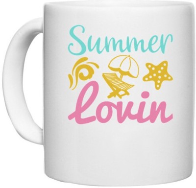 UDNAG White Ceramic Coffee / Tea 'Summer | SUMMER LOVIN' Perfect for Gifting [330ml] Ceramic Coffee Mug(330 ml)