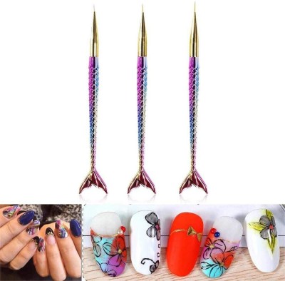 CartKing 3 pcs Nail Art Design Brushes with Attractive Fish Tail - 1 SET(MULTICOLOR)