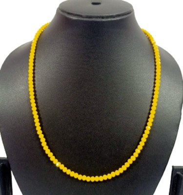 Haryali Opaque Yellow crystal (4mm) mala for woman & Girl Crystal Metal, Crystal Choker