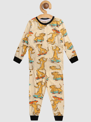 Lazy Shark Boys Printed Multicolor Top & Pyjama Set