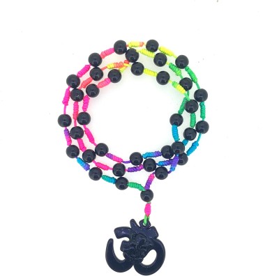 Devora Religious Om / Aum Yoga Locket With Chain Crystal, Cotton Dori Pendant Set