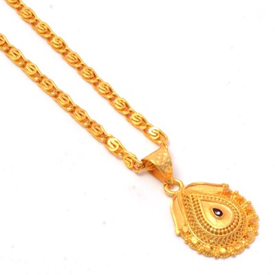 Jewar Mandi New Design Gold Plated Locket/Pendant with Link Chain Daily use for Men, Women & Girls, Boys Gold-plated Brass Locket