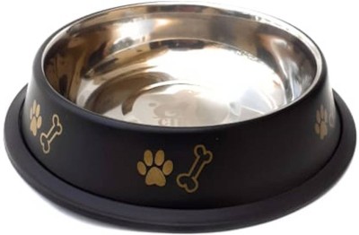 YIMK Round Stainless Steel Pet Bowl(720 ml Black)