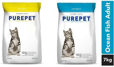 purepet KE Purepet Adult Cat Food Combo of Sea Food, 7 kg & Ocean Fish, 7kg Chicken 7 kg Dry Adult, Young Dog Food