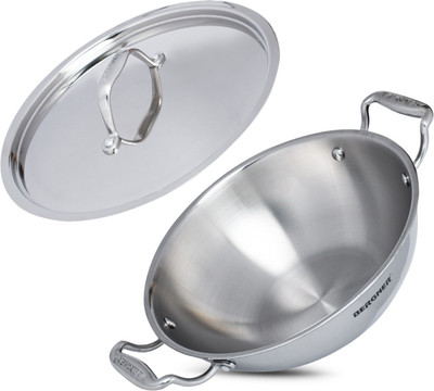 21% OFF on BERGNER Argent Tri-ply 2.5 Litre Kadhai 24 cm diameter with Lid 2.5 L capacity(Stainless Steel, Induction Bottom)