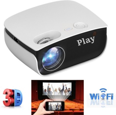 PLAY MP6 Brand New FHD LED 3D 300' Display WiFi Projector with Native 1920X1080P (4000 lm / 2 Speaker / Wireless / Remote Controller) Portable Projector(White/Black)