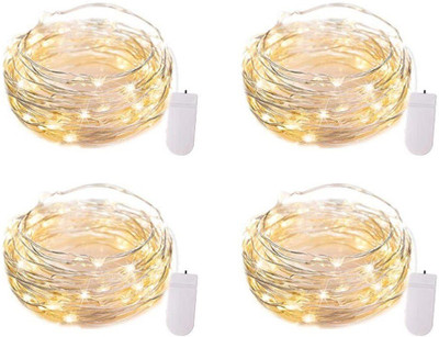 WunderVoX 20 LEDs 1.98 m Gold Steady String Rice Lights(Pack of 4)