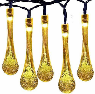OWN BOX CREATIONS 20 LEDs 1.83 m Yellow Steady Water Drop Rice Lights(Pack of 2)