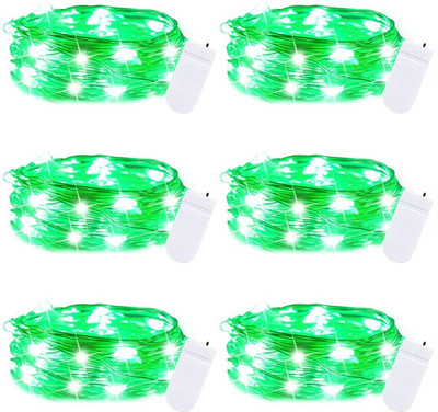 WunderVoX 20 LEDs 2.01 m Green Steady String Rice Lights(Pack of 6)