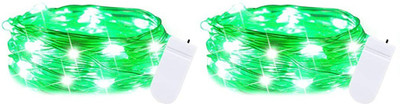WunderVoX 20 LEDs 1.98 m Green Steady String Rice Lights(Pack of 2)
