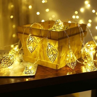 Oneclickshopping 10 LEDs 2.42 m Yellow Flickering Leaf Rice Lights(Pack of 1)