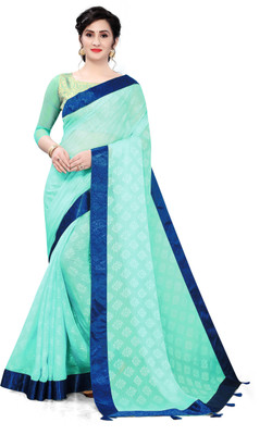 Shaily Retails Printed Bollywood Chiffon Saree(Blue)