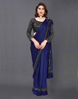 sareel Embellished Bollywood Lycra Blend Saree(Blue)