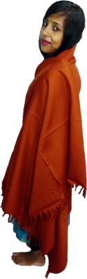 Kashmiri queen Wool, Cashmere Solid Women Shawl(Orange)