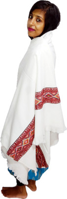 BE SWADESHI Wool Self Design Women Shawl(White)