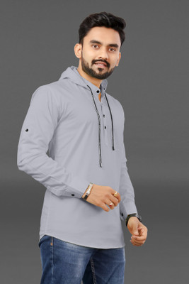 RAHUL CREATION Men Solid Casual Grey Shirt
