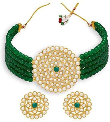 SUNDHA CREATION Alloy Gold-plated Green Jewellery Set(Pack of 1)