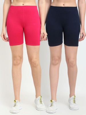 Gracit Solid Women Pink, Blue Sports Shorts