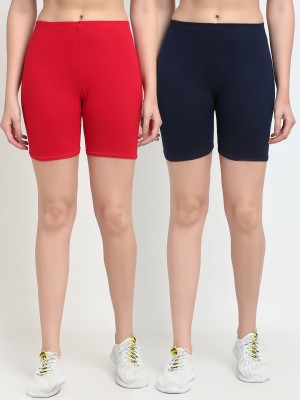 Gracit Solid Women Red, Blue Sports Shorts