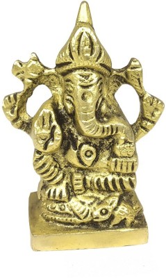 Adhvik Gold Plated Brass Indian Cultural Religious Lord Ganesha/ganpati Sculpture Statue for Home/office Temple Puja and Gift Purpose Decorative Showpiece  -  5 cm(Brass, Gold)