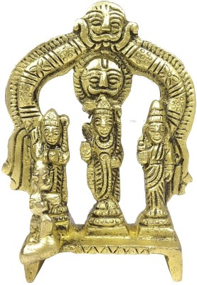 Adhvik Gold Plated Brass Indian Cultural Religious Lord Ram Darbar Sculpture Statue for Home/office Temple Puja and Gift Purpose Decorative Showpiece  -  9 cm(Brass, Gold)