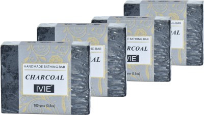 IVIE Charcoal Handmade Bathing Bar Soap(4 x 100 g)