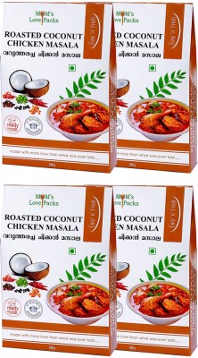 mom's lovepacks Roasted Coconut Chicken Masala / Varutharacha Chicken Masala 400 g | Also for Chana | Vegetable (100 g x Pack of 4)(4 x 100 g)