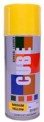 CUBE ACRYLIC LACQUER Yellow Spray Paint 400 ml(Pack of 1)