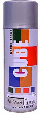 CUBE Aerosol Multi Purpose Gloss Silver Spray Paint 400 ml(Pack of 1)