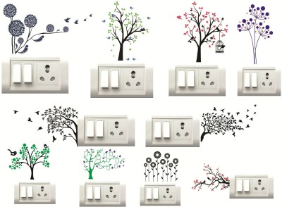 Decor Villa 25 cm tree Wall Sticker & Switch Board Sticker Set Of 10 Reusable Sticker(Pack of 10)