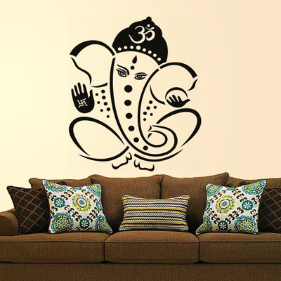 Aquire 50 cm Pious Black Lord Ganesha Design Self Adhesive Sticker(Pack of 1)