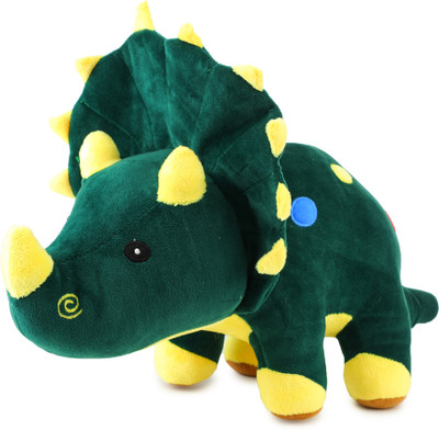 Webby Plush Adorable Dinosaur with Horns and Frill, Stuffed Soft Toy for 2+ Years Kids  - 50 cm(Green)