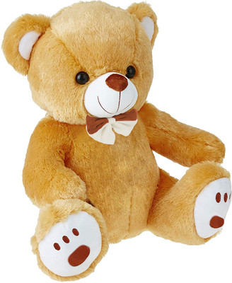 Webby Plush Cute Sitting Teddy Bear Soft Toys with Neck Bow and Foot Print  - 35 cm(Brown)