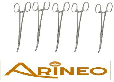 ARINEO PACK OF 5 PCS Artery Forcep 6 Inches Curved Utility Forceps