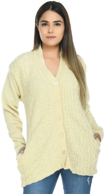 manra Woven V Neck Casual Women Beige Sweater