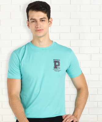 PROVOGUE Printed Men Round Neck Light Blue T-Shirt