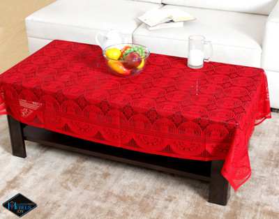 Mebels Joy Self Design 4 Seater Table Cover(Maroon, Cotton)