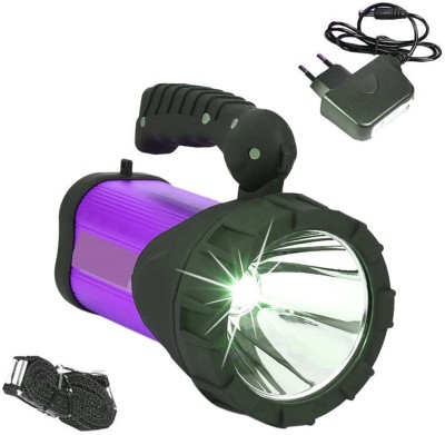 RP Metal Body 100W Emergency Rechargeable Long Beam Focus Mode Flashlight Torch Torch(Black, Purple, 17 cm, Rechargeable)